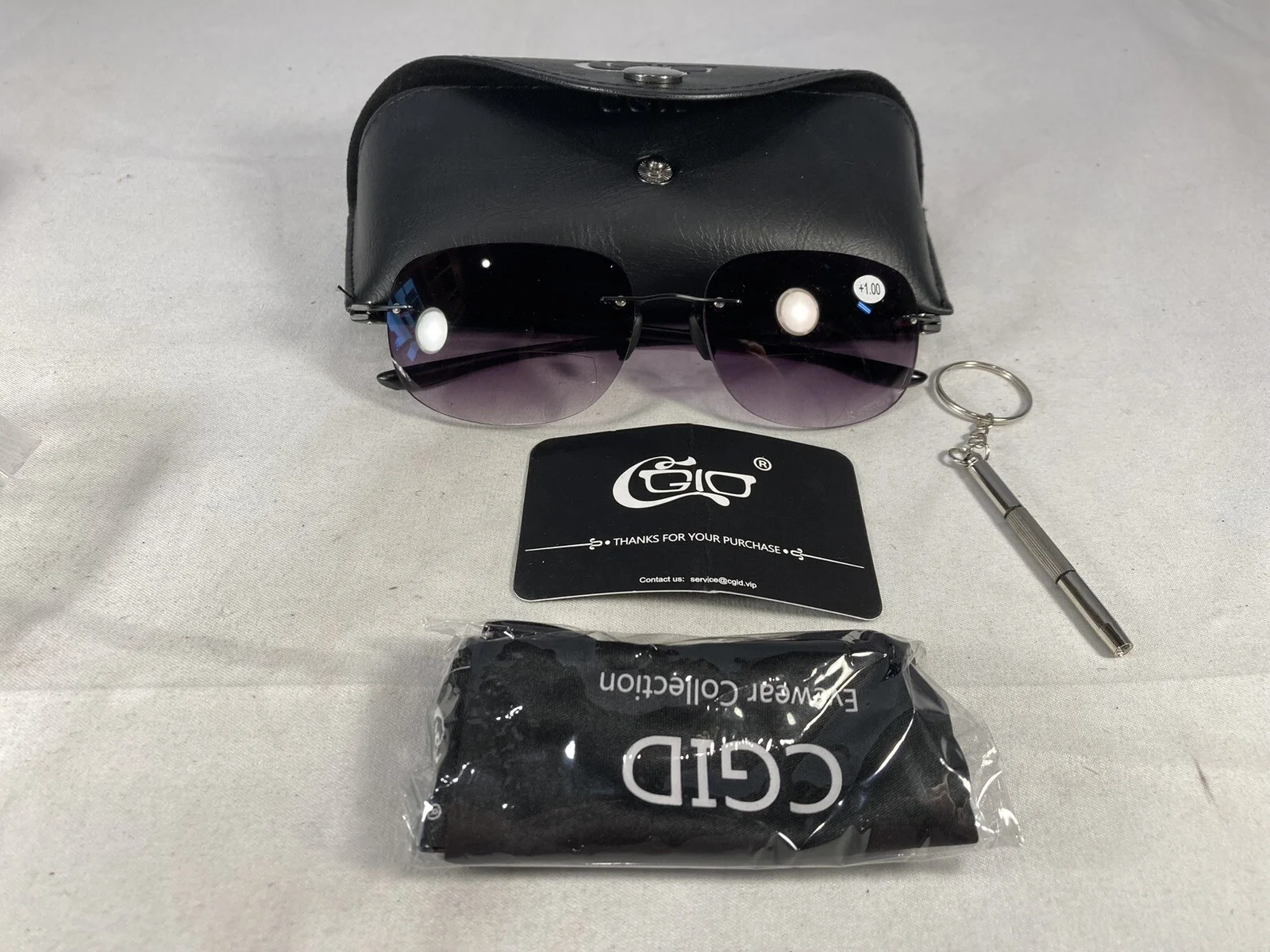 1.00 Reading Sunglasses Shaded CGID UV protection Cleaning cloth repair tool
